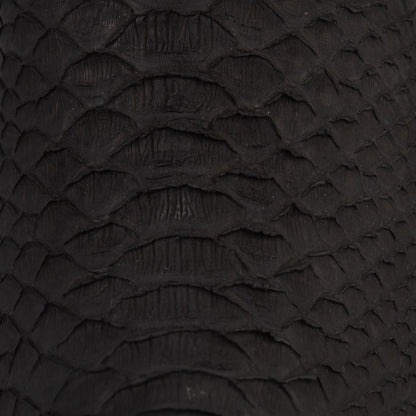 Don Pascual matte black python square toe cowboy boot — macro close-up of matte black python scale texture on vamp