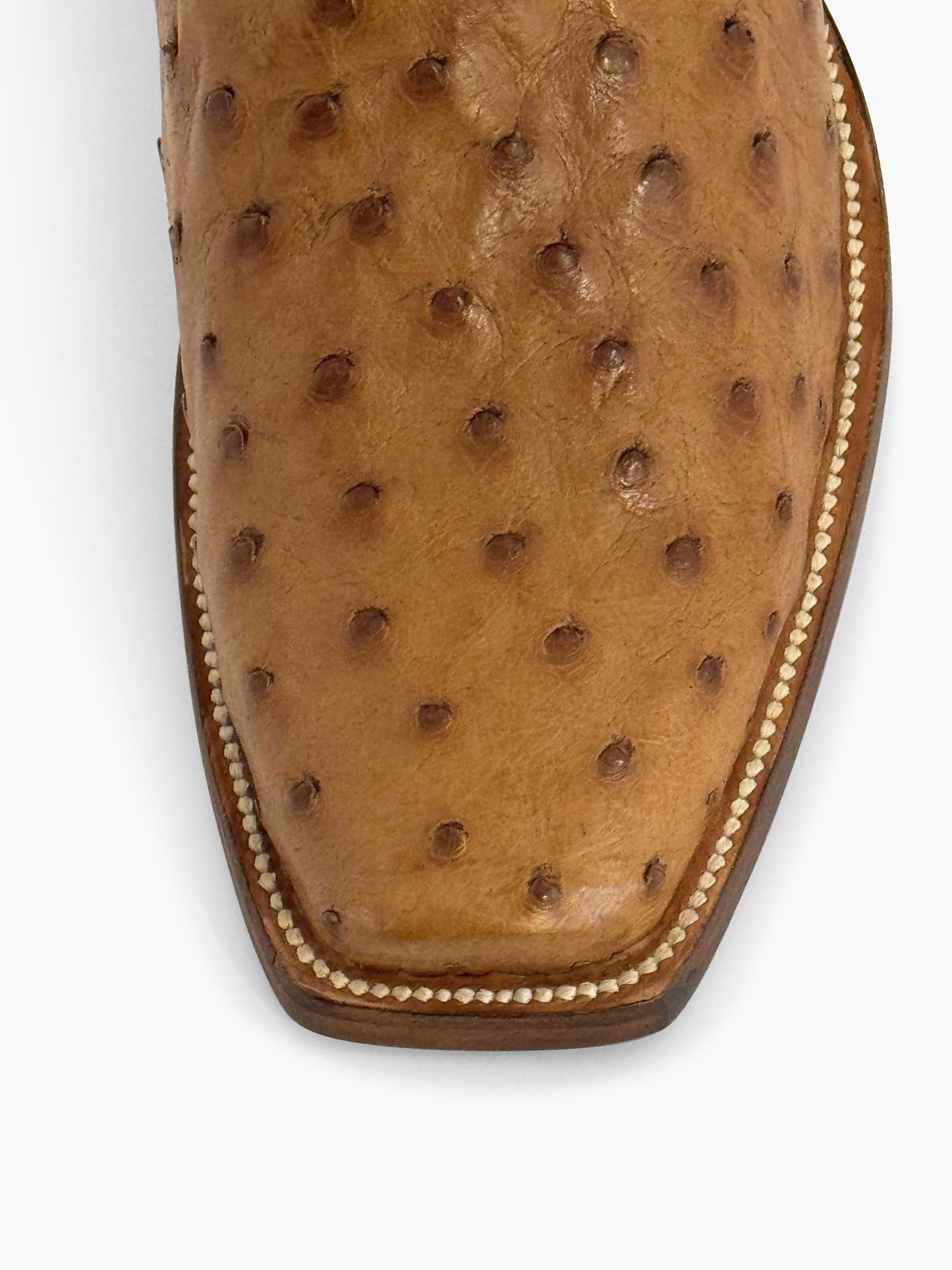 J CHARLES — Cognac Full Quill Ostrich Cutter Toe